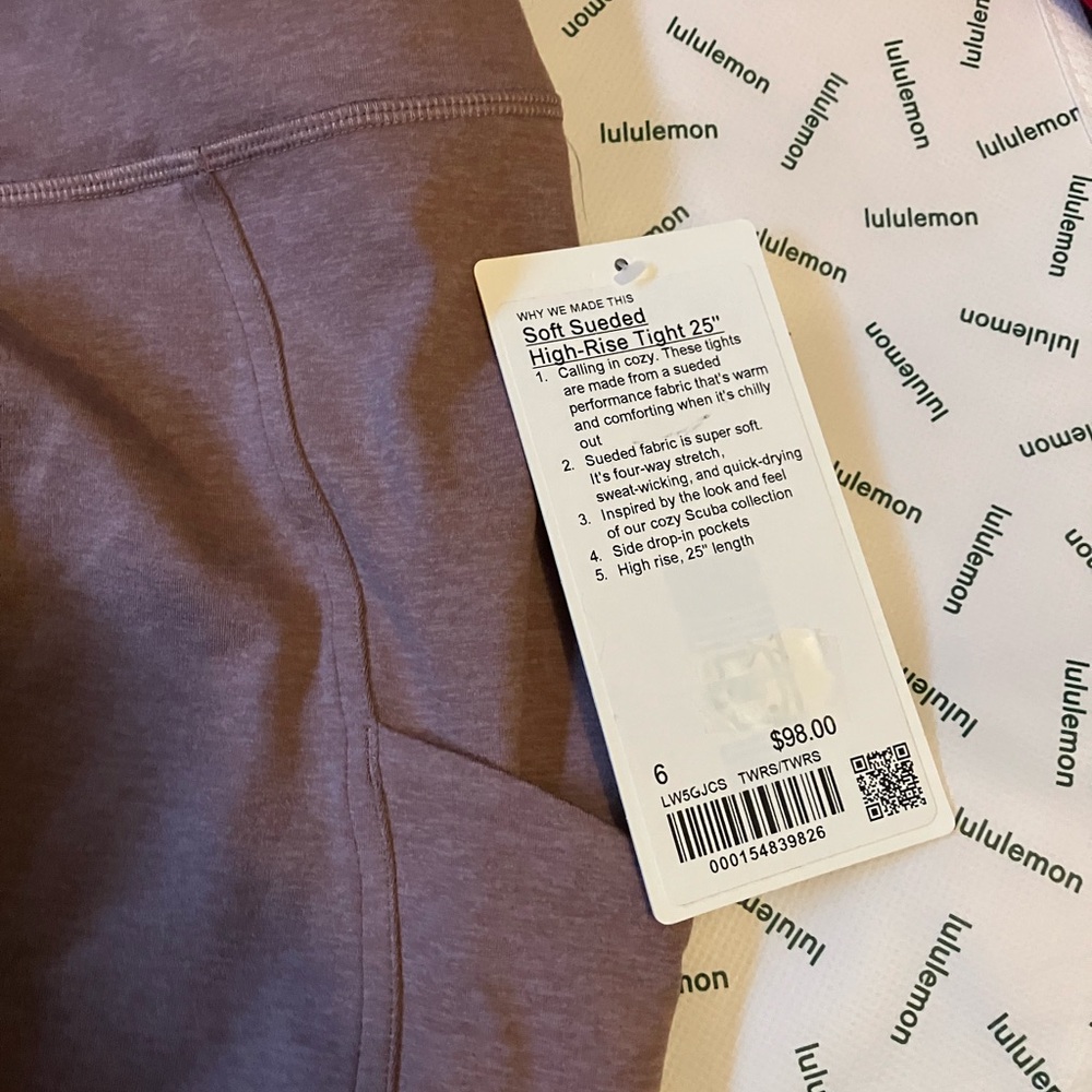 NWT Lululemon Soft Sueded High-Rise Tight 25", Sz 6, Twilight Rose - Picture 9 of 9